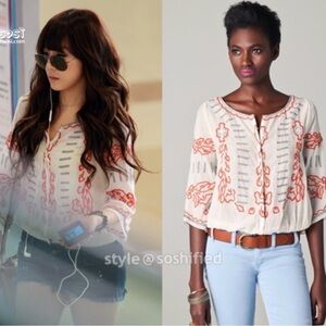Free People Embroidered Boho Blouse
